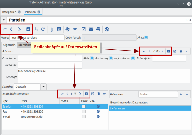 Bedienknöpfe in Formularen