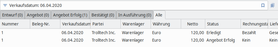 Beispielsuche nach einem genauen Wert, hier ist es ein Datum.