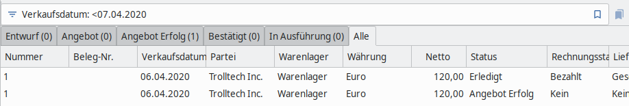 Suche nach einem Bereich, Verkaufsdatum liegt vor dem 06.04.2020